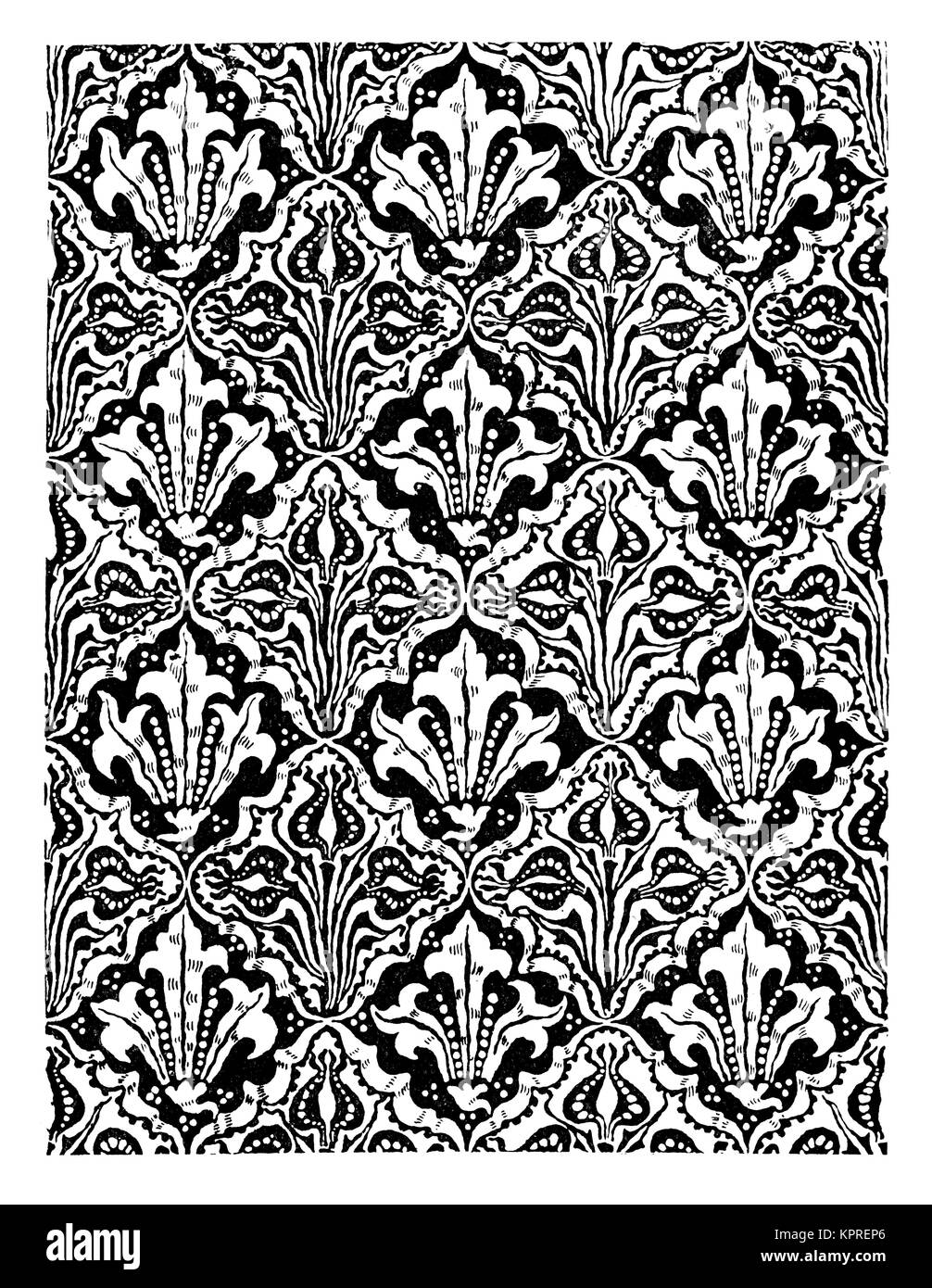 Seed and flower wallpaper design by artist and designer Walter Crane from 1894 Volume 4 of The Studio Magazine Stock Photo