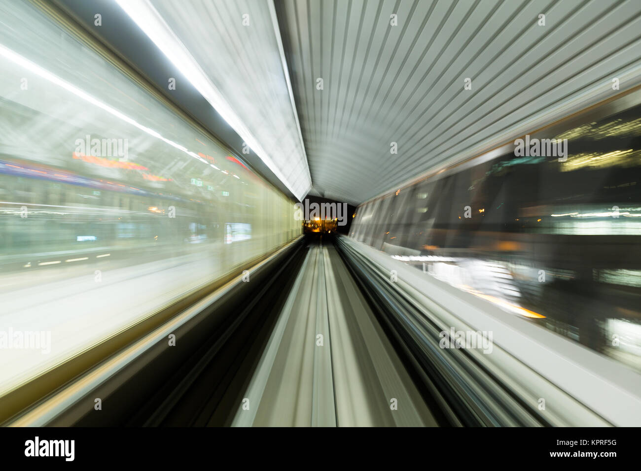 Motion blur of train moving inside tunnel Stock Photo - Alamy