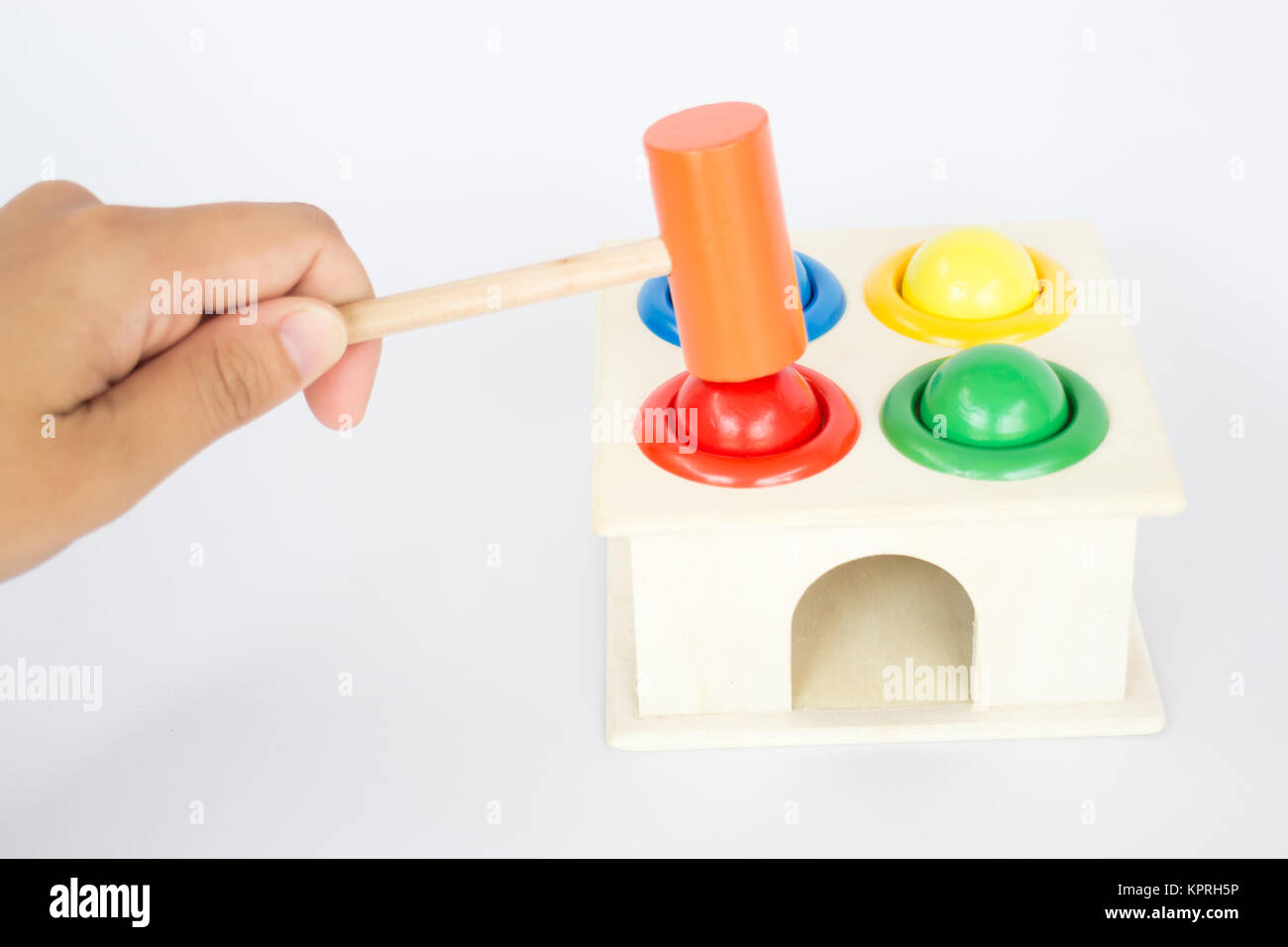 Playing colorful hammer case wooden toy Stock Photo Alamy
