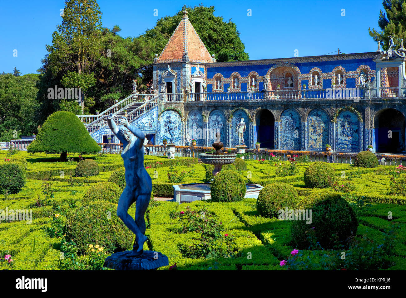Garden of the Palácio dos Marqueses de Fronteira, Lisbon Stock Photo
