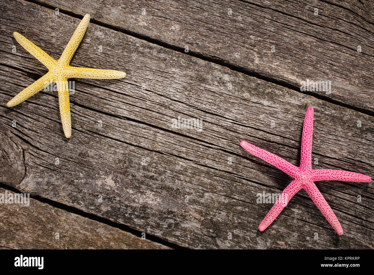 Sea shells on wooden background. Starfish Stock Photo - Alamy