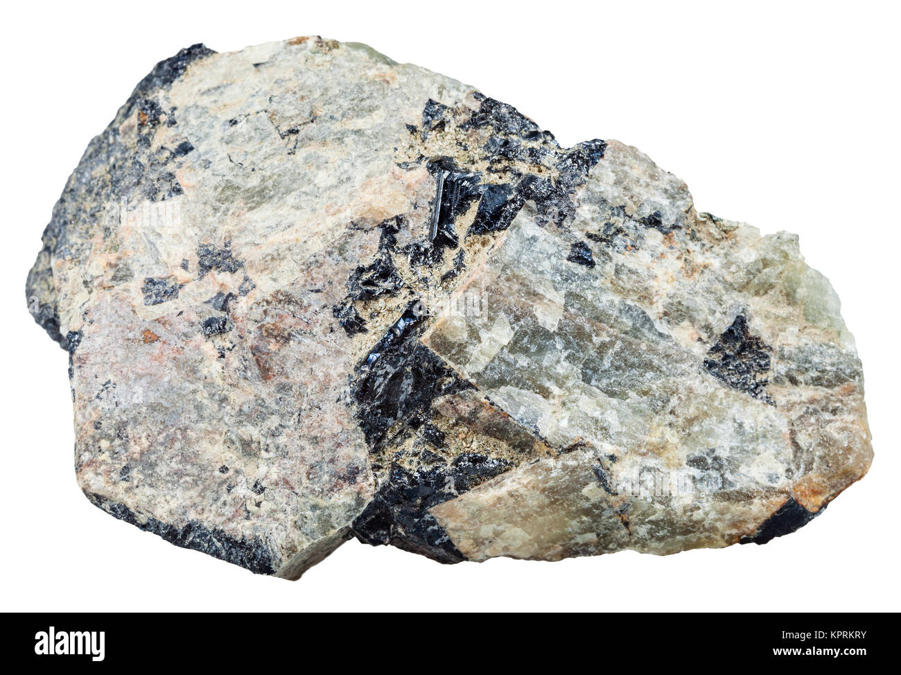 Nepheline (nephelite) stone with black Ilmenite Stock Photo