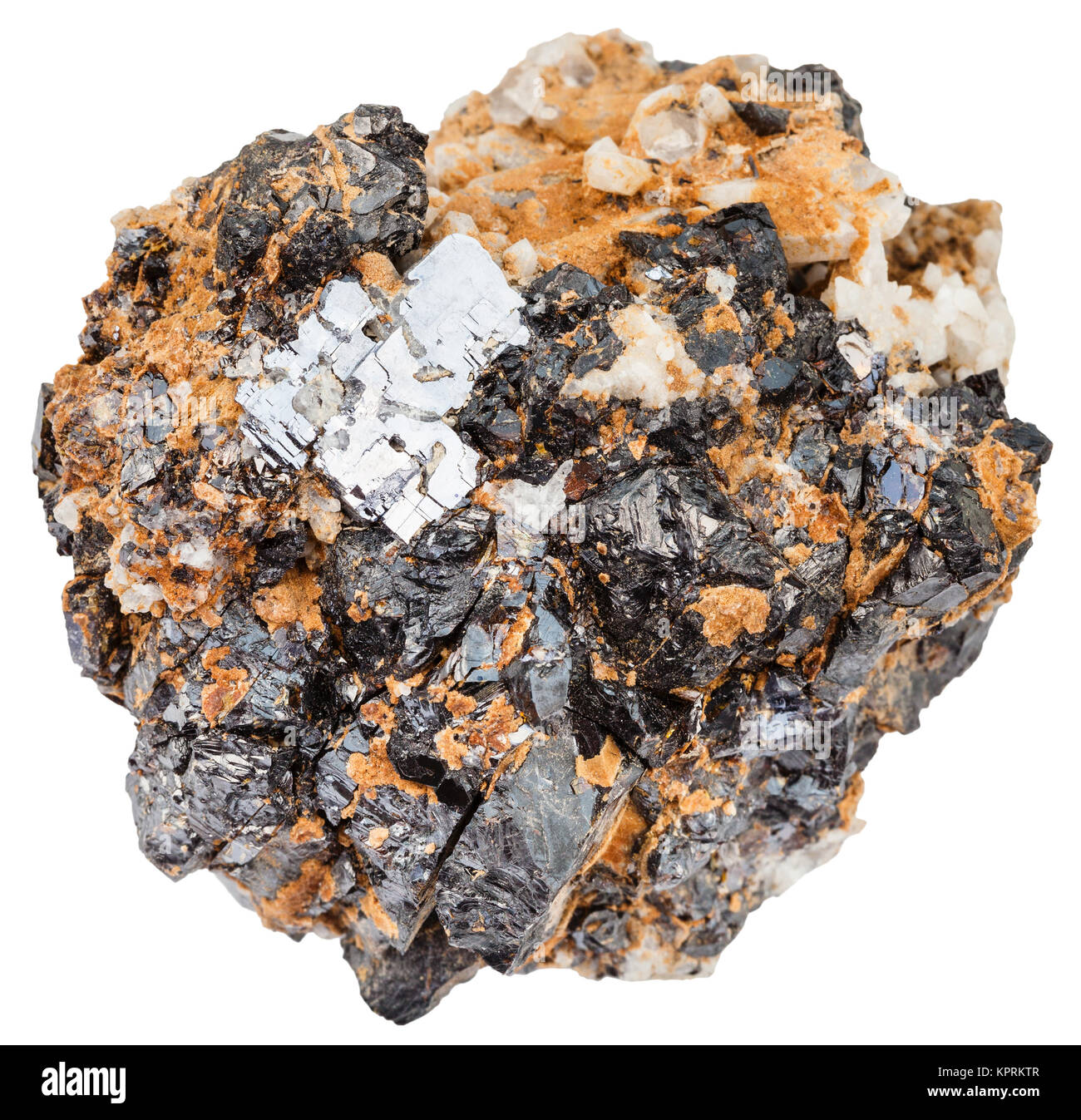 Galena and Sphalerite on dolomite rock isolated Stock Photo