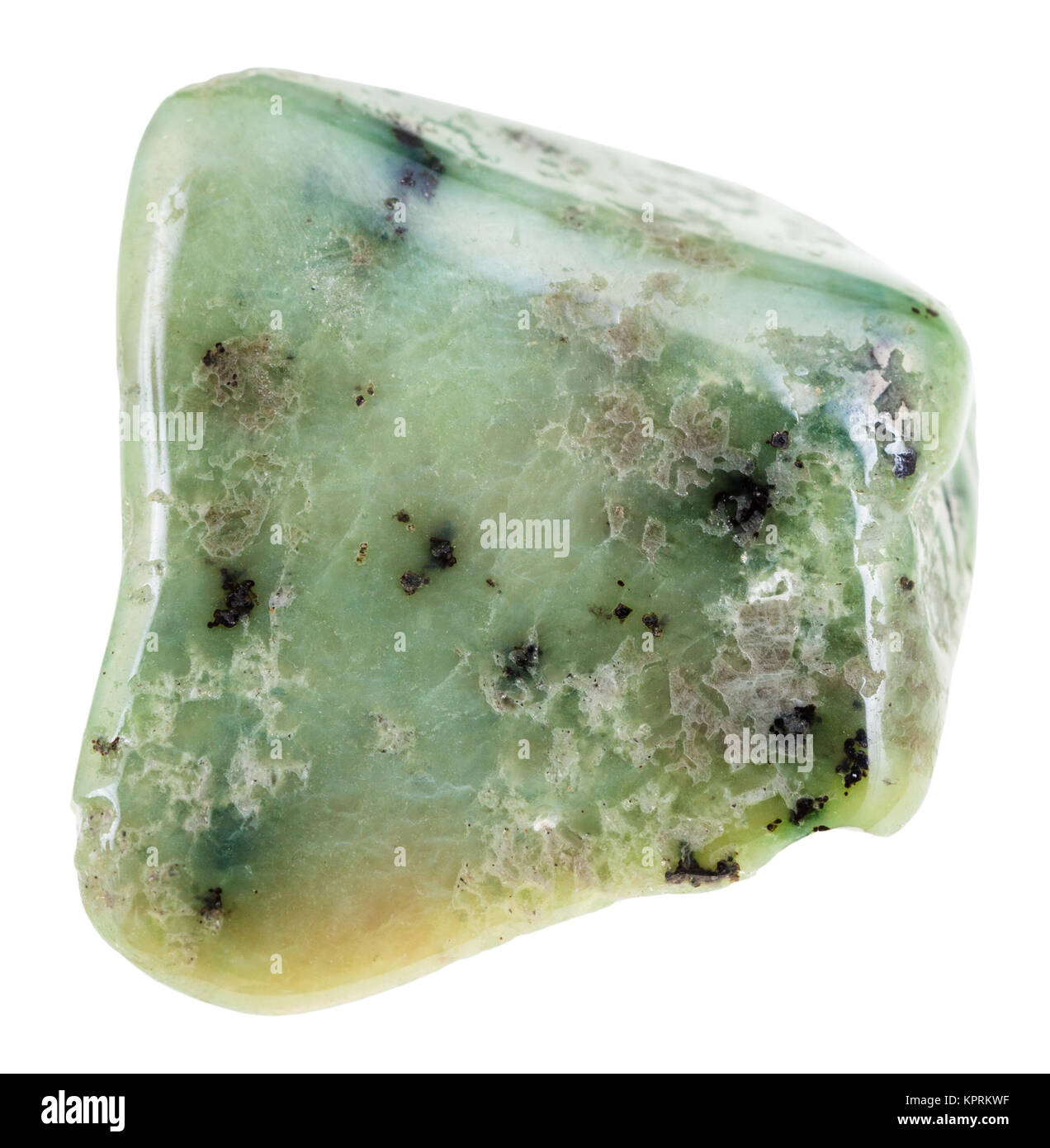 polished green Grossular garnet gemstone isolated Stock Photo