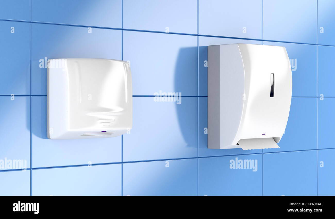 Paper towel dispenser and hand dryer Stock Photo Alamy