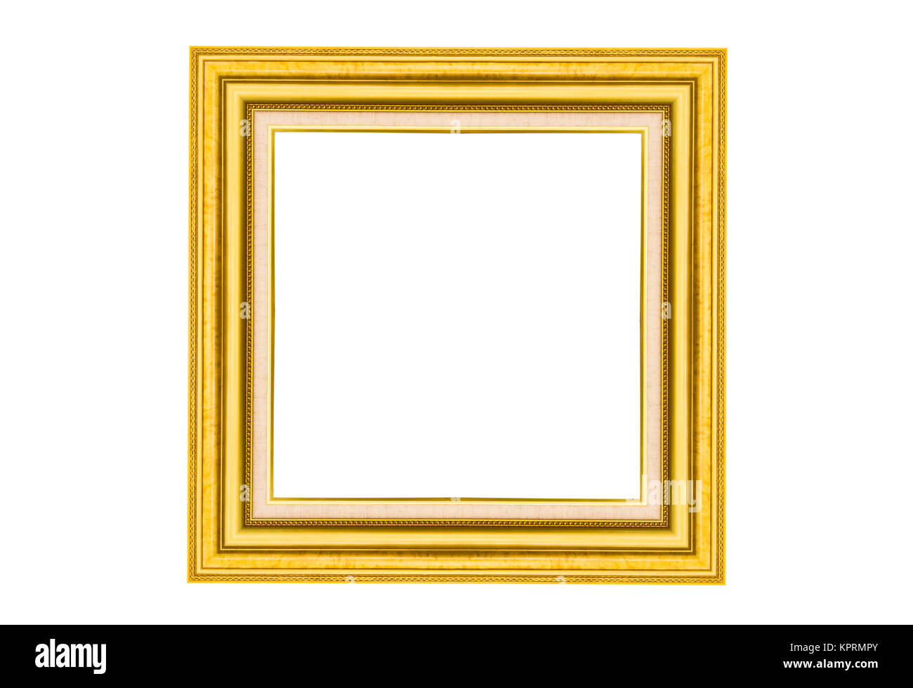 Golden wood picture frame Stock Photo