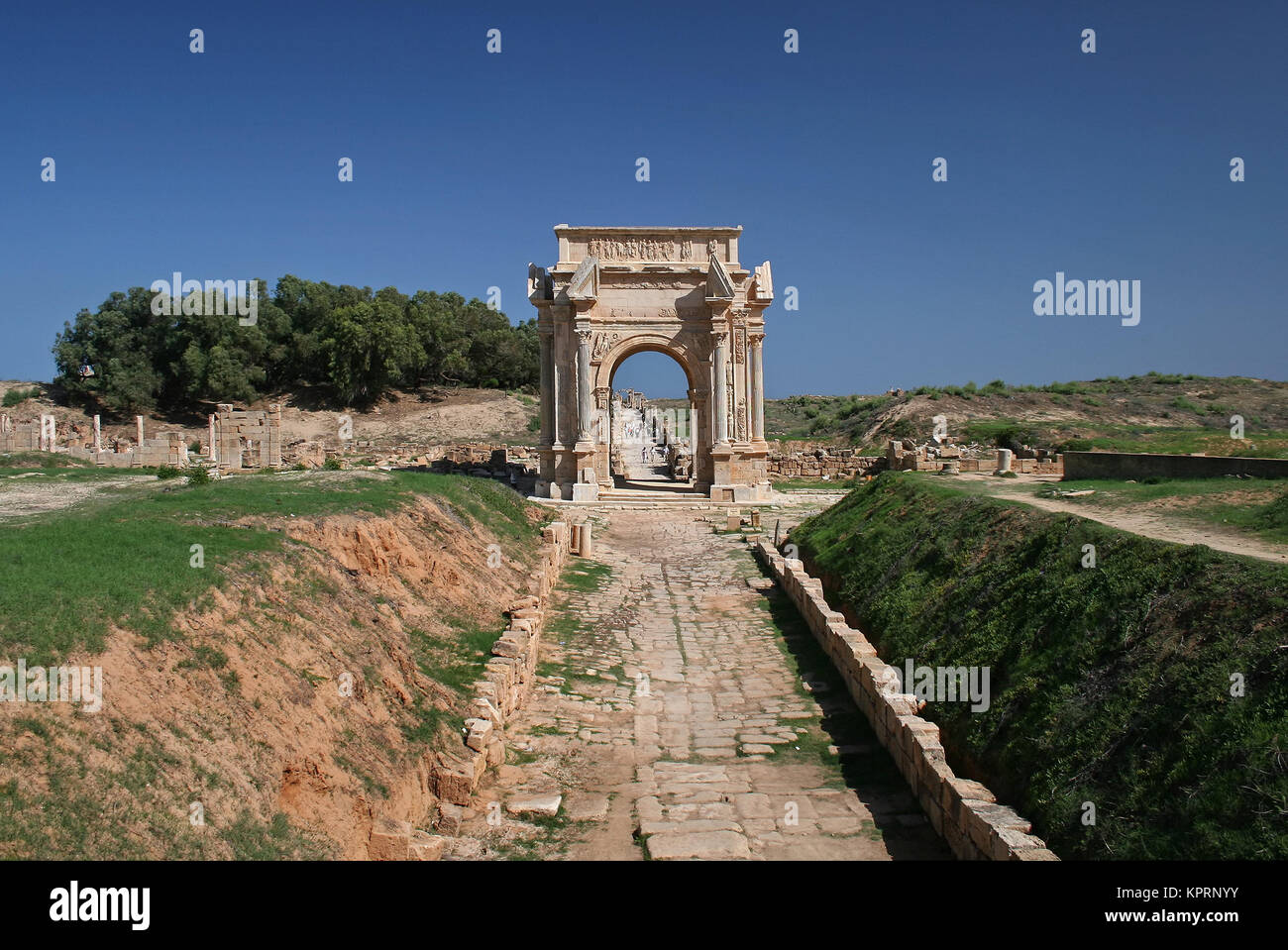 leptis magna,arc de triomphe,libya Stock Photo