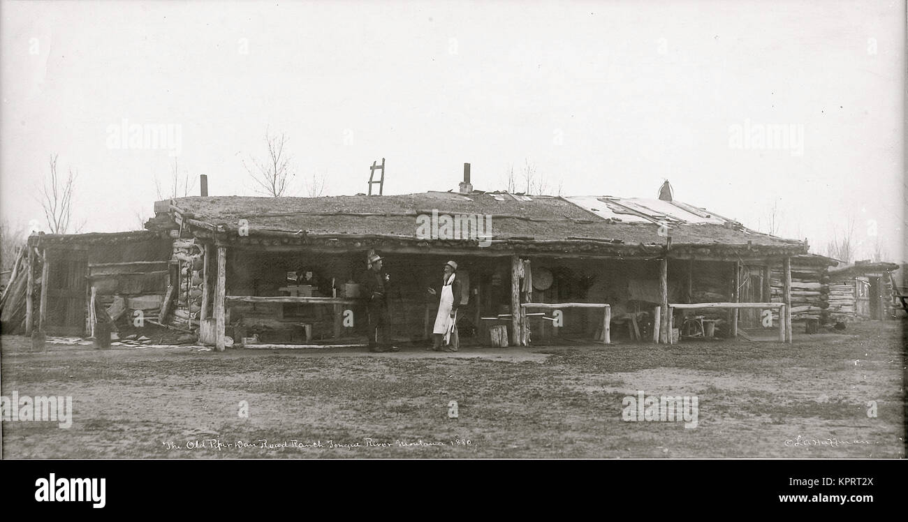 Old Piper Dan Ranch, Tongue River, Montana Territory Stock Photo