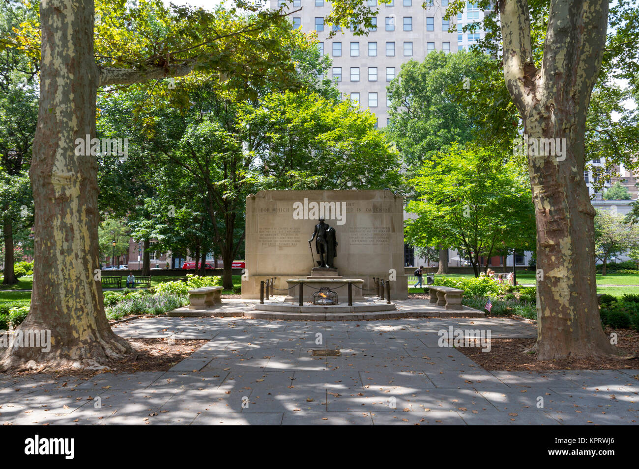 The Tomb of the Unknown Revolutionary War Soldier, Washington Square, Philadelphia, Pennsylvania, USA. Stock Photo