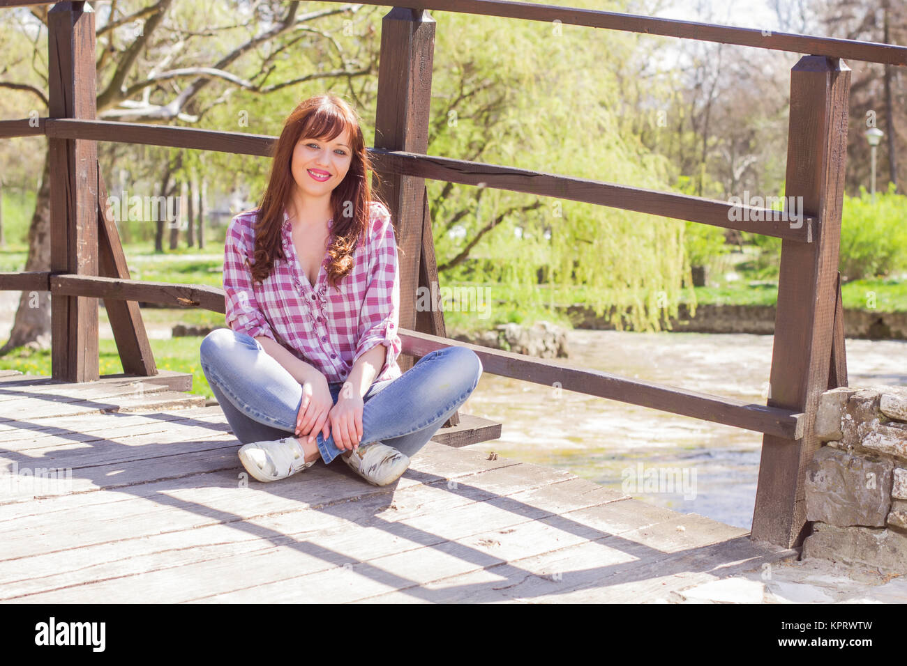 Happy Young Spring Woman Stock Photo - Alamy