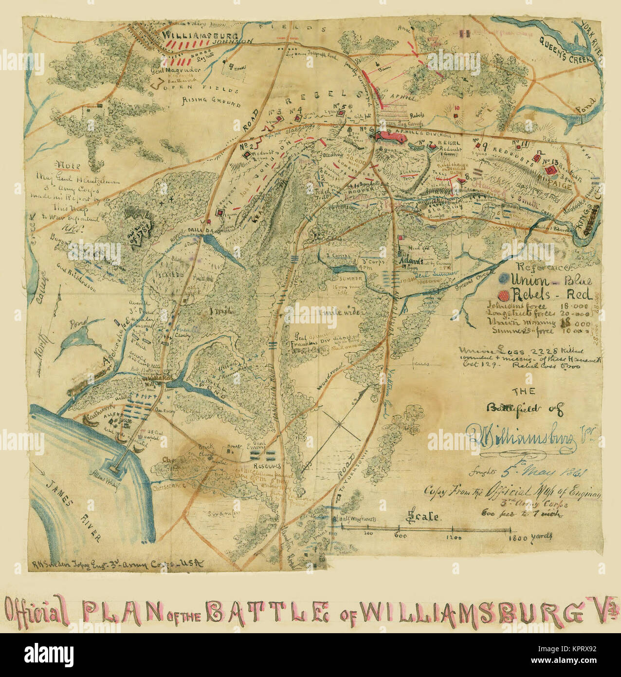 The Battlefield of Williamsburg, Va. AKA the Battle of Fort Magruder Stock Photo