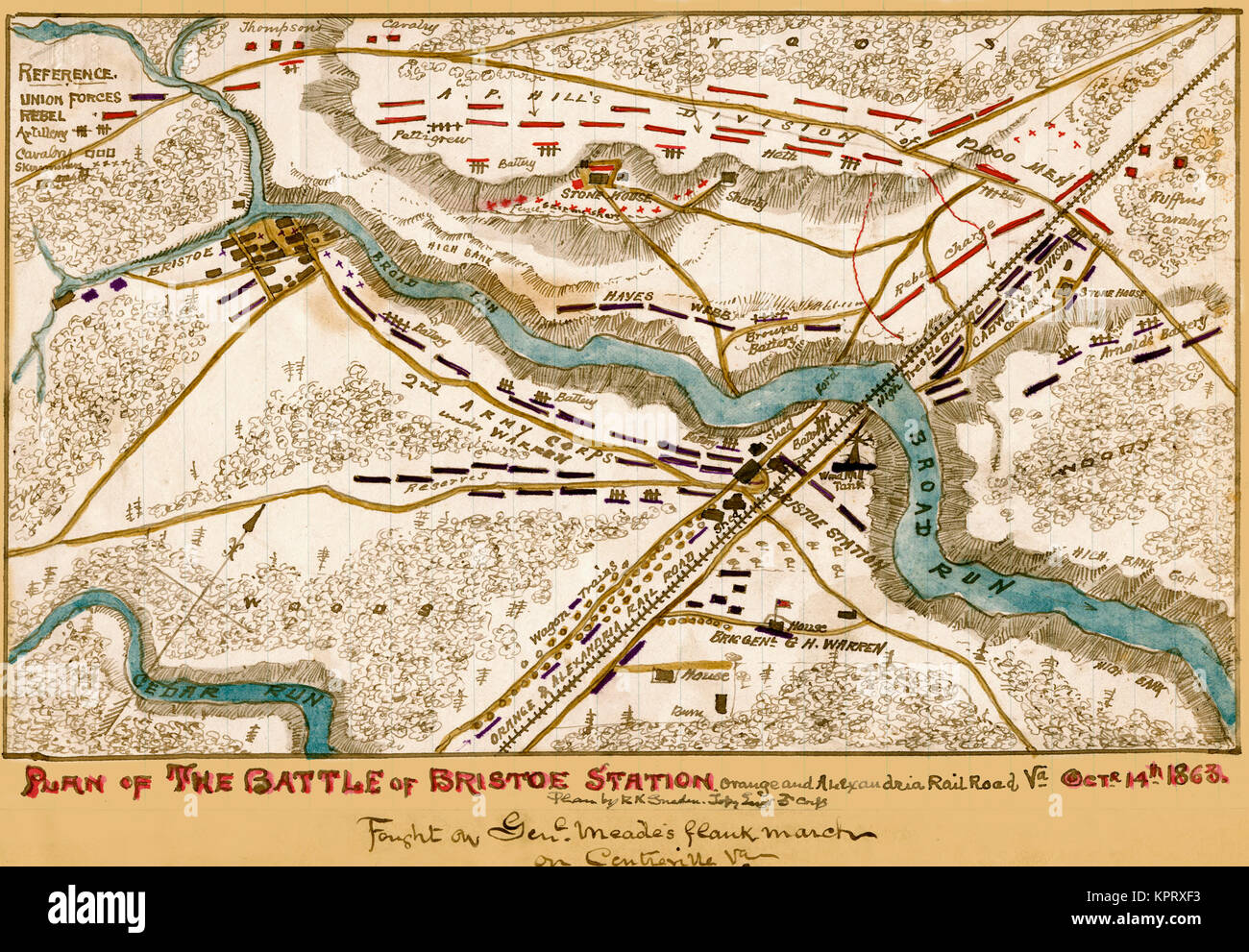 Battle of Bristoe Station, Orange and Alexandria Railroad Stock Photo