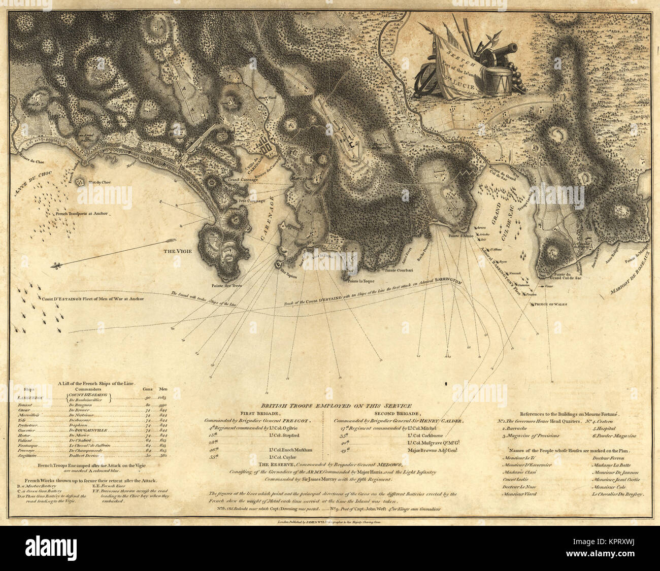 Sketch of Part of the Island of Ste. Lucie Stock Photo