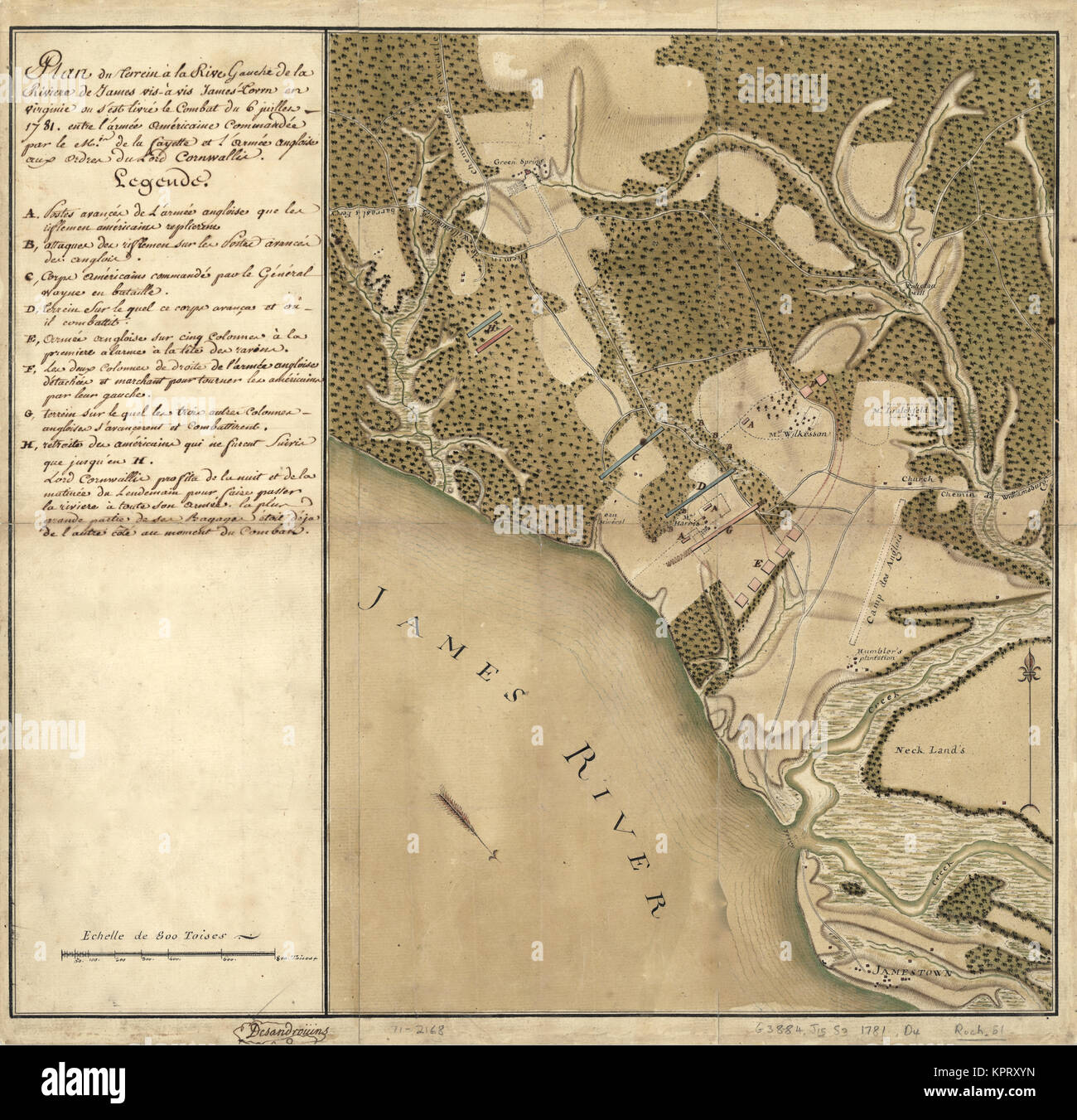 Plan of the ground on the left bank of James River Stock Photo