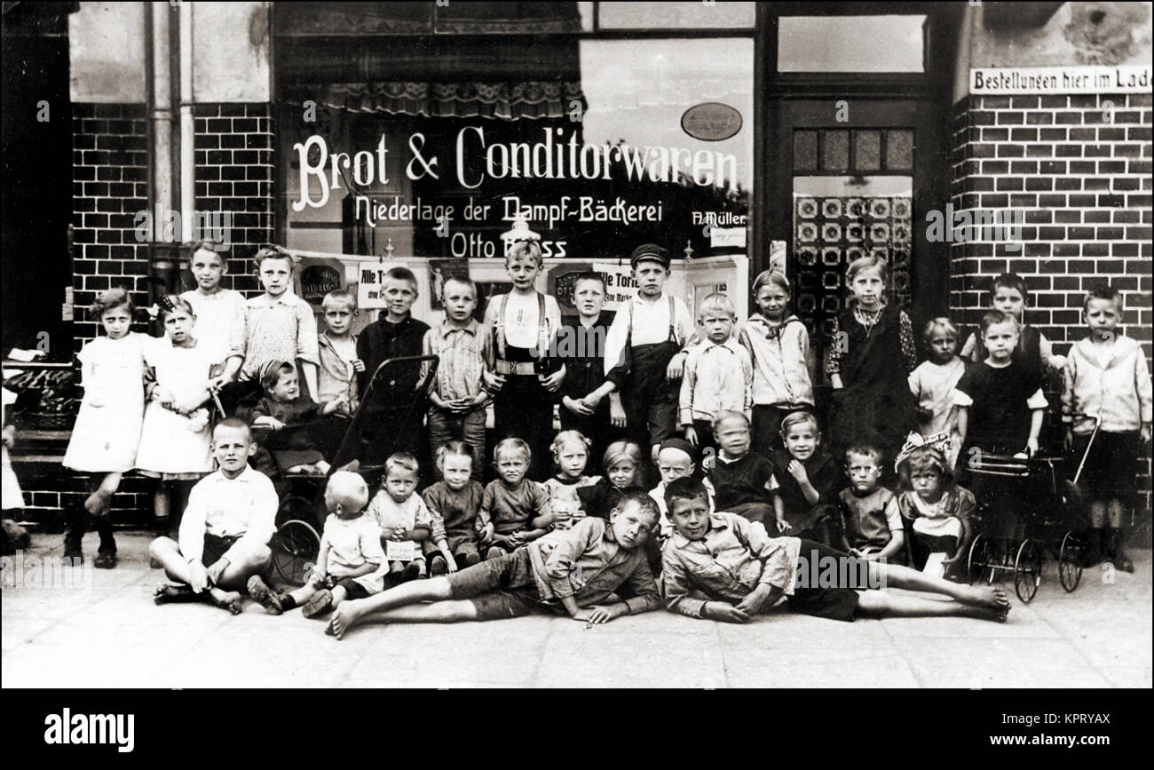 German Steam Bakery with an overabundance of Children Stock Photo