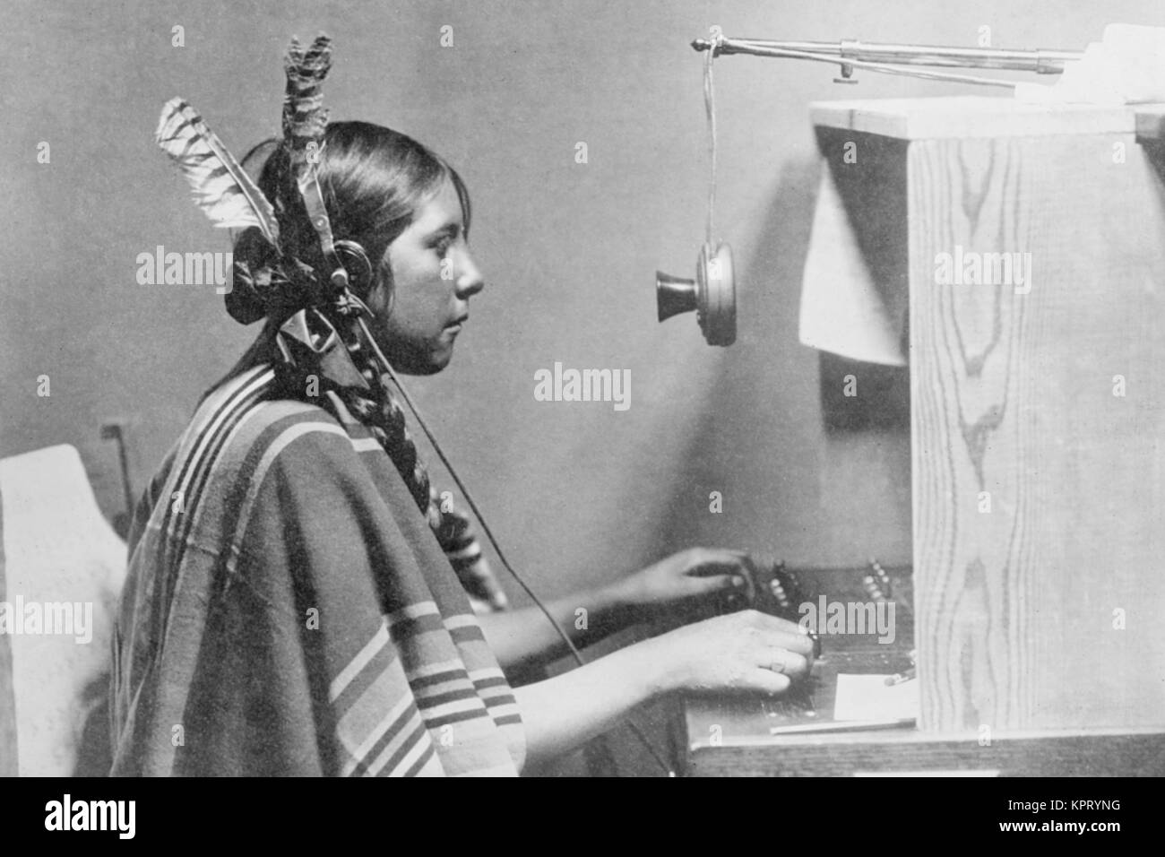 Native American Switchboard Operator Stock Photo