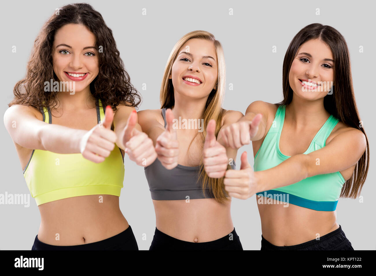Happy fitness girls Stock Photo