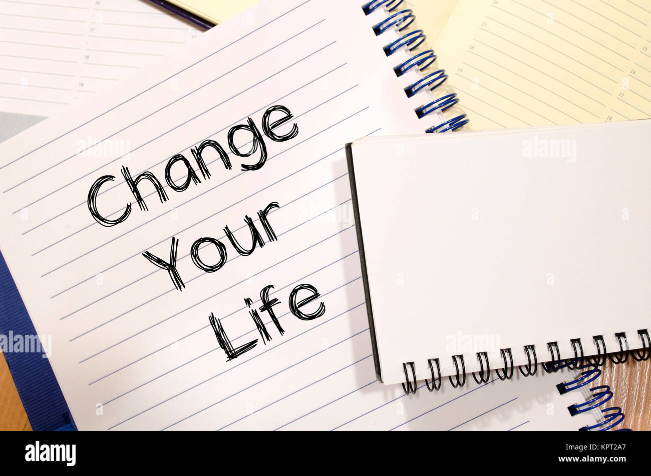 Change your life write on notebook Stock Photo - Alamy
