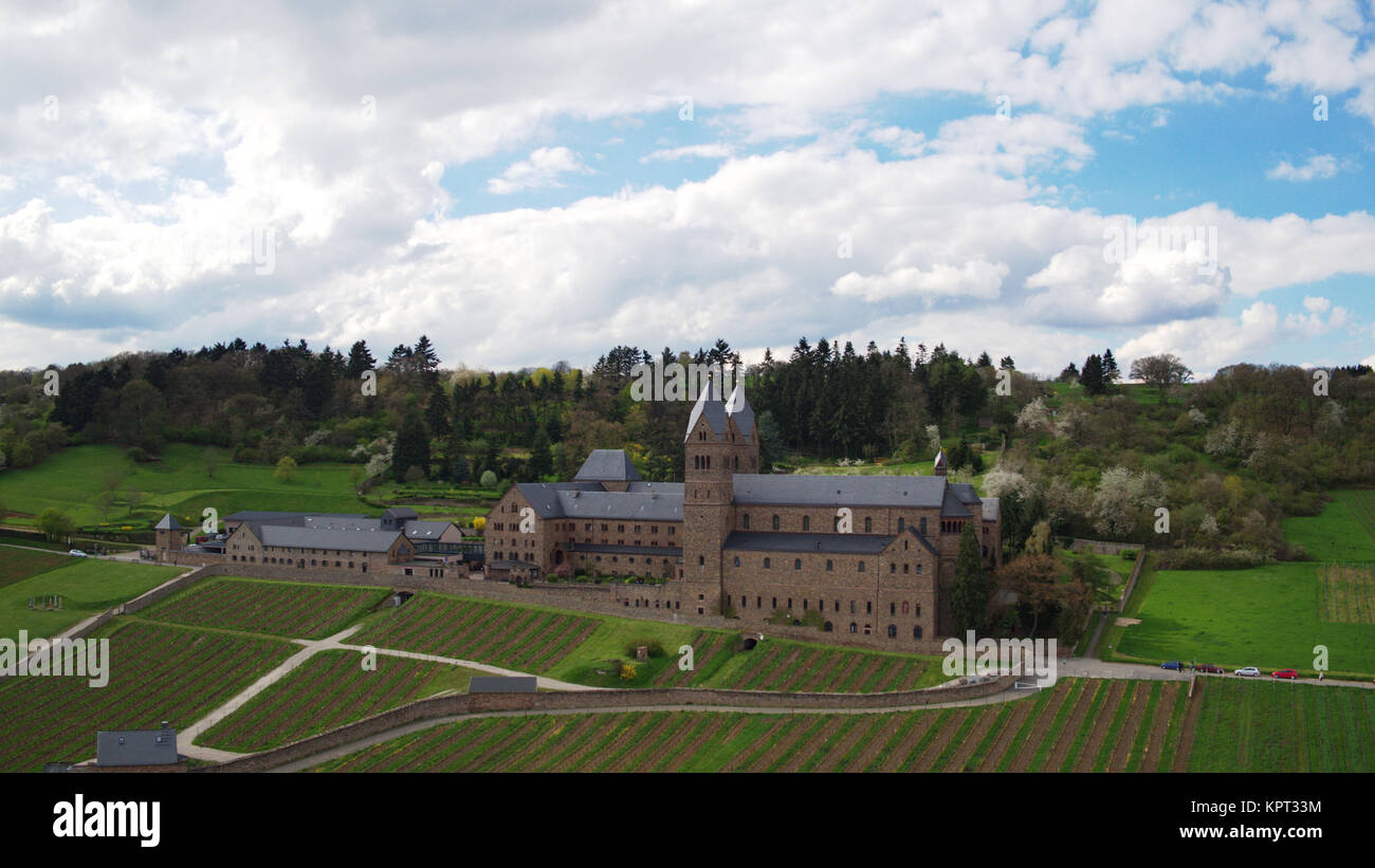 Abbey of St. Hildegard from the air Stock Photo