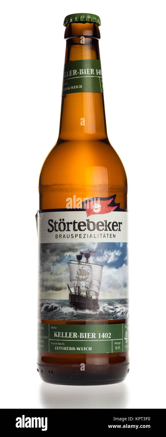 Bottle of Stortebeker Keller beer isolated on a white background Stock Photo