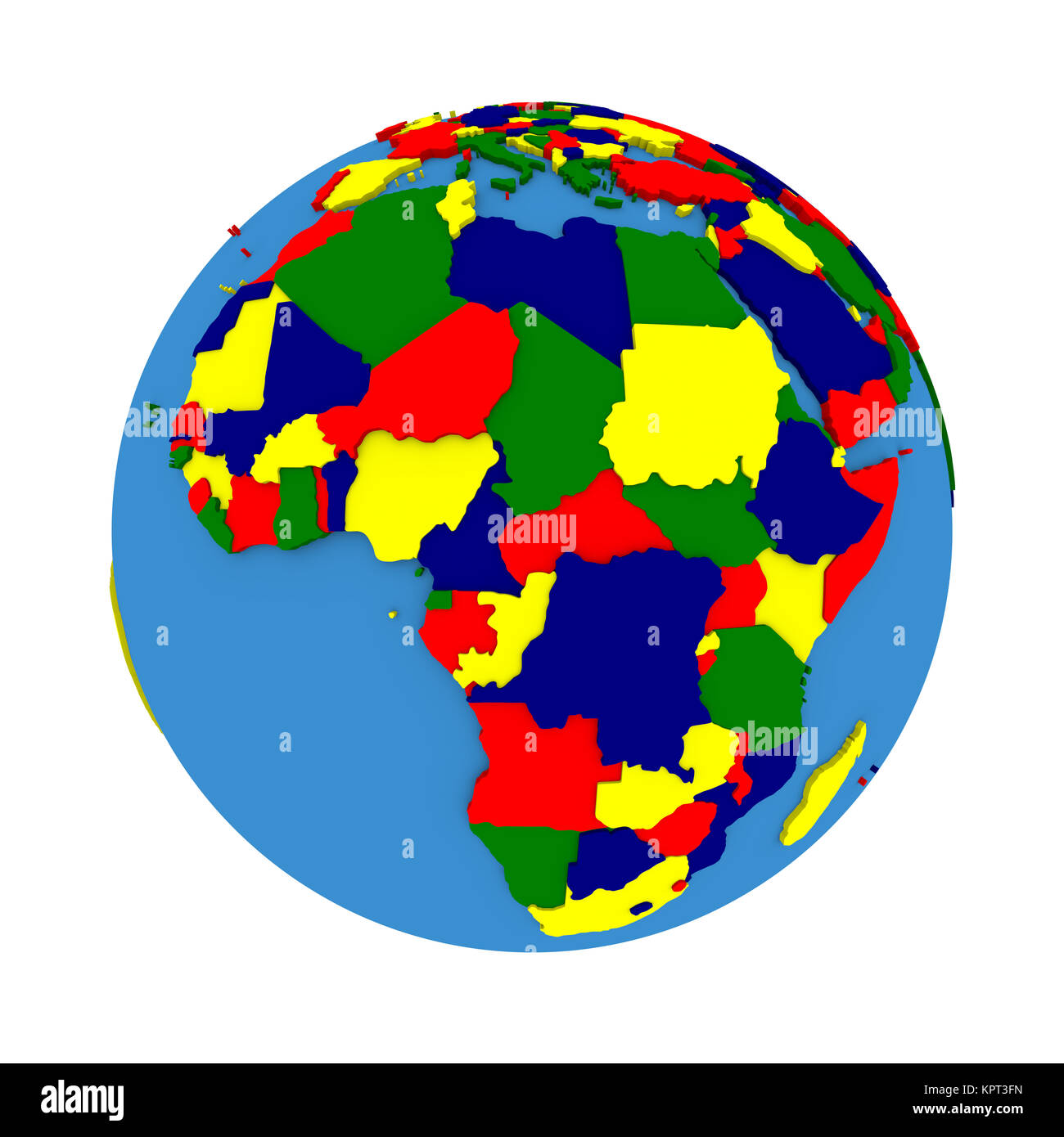 Africa on political 3D model of Earth with embossed continents and ...