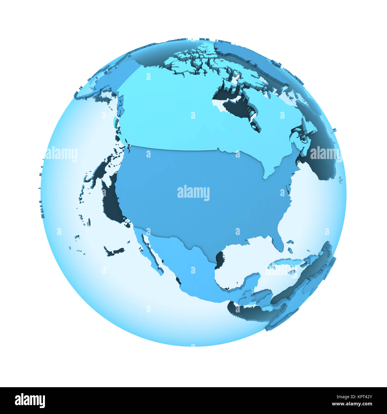 North America on translucent model of planet Earth with visible ...