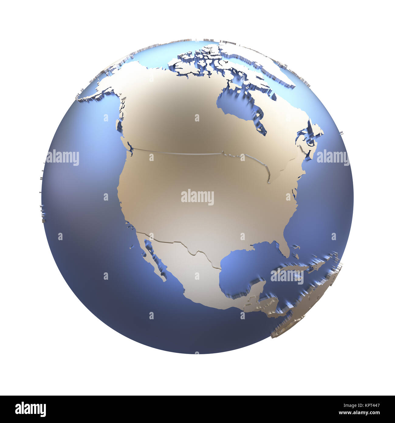 North America on elegant metallic model of planet Earth with blue ocean ...