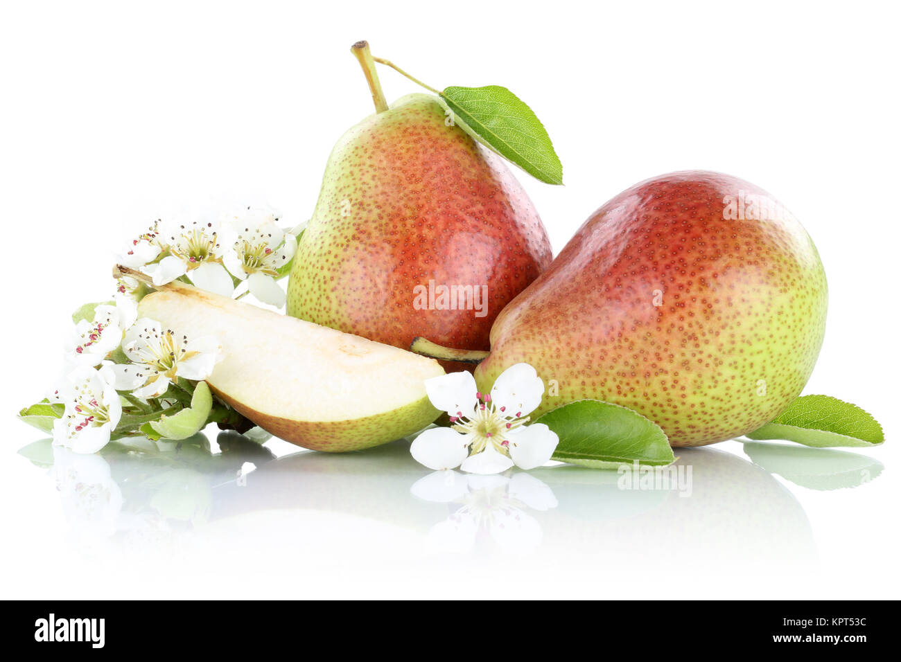 Birnen Birne Früchte Obst Freisteller freigestellt isoliert vor einem weissen Hintergrund Stock Photo