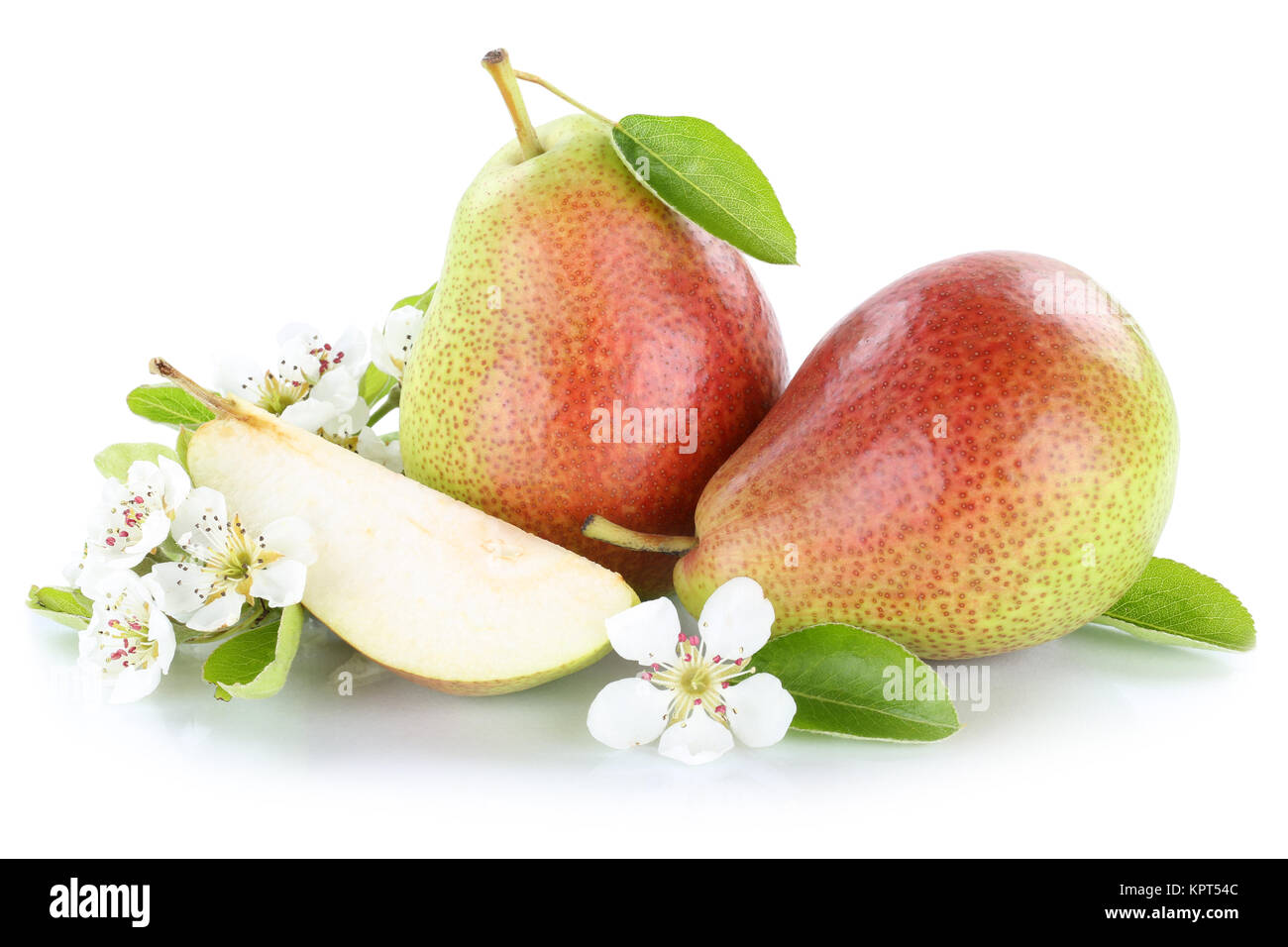 Birnen Birne Frucht frische Früchte Obst Freisteller freigestellt isoliert vor einem weissen Hintergrund Stock Photo