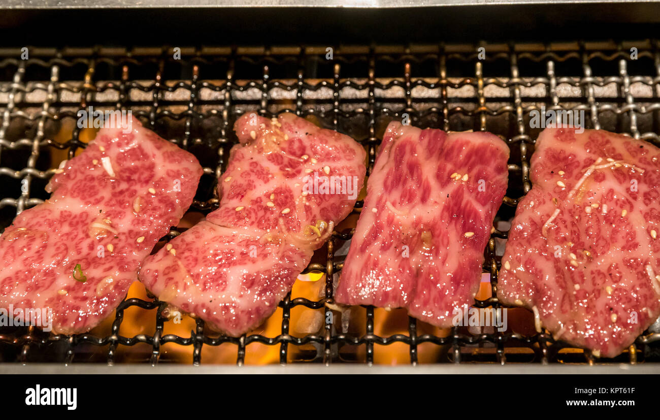 grilled wagyu beef Japanese meat BBQ yakiniku Stock Photo - Alamy