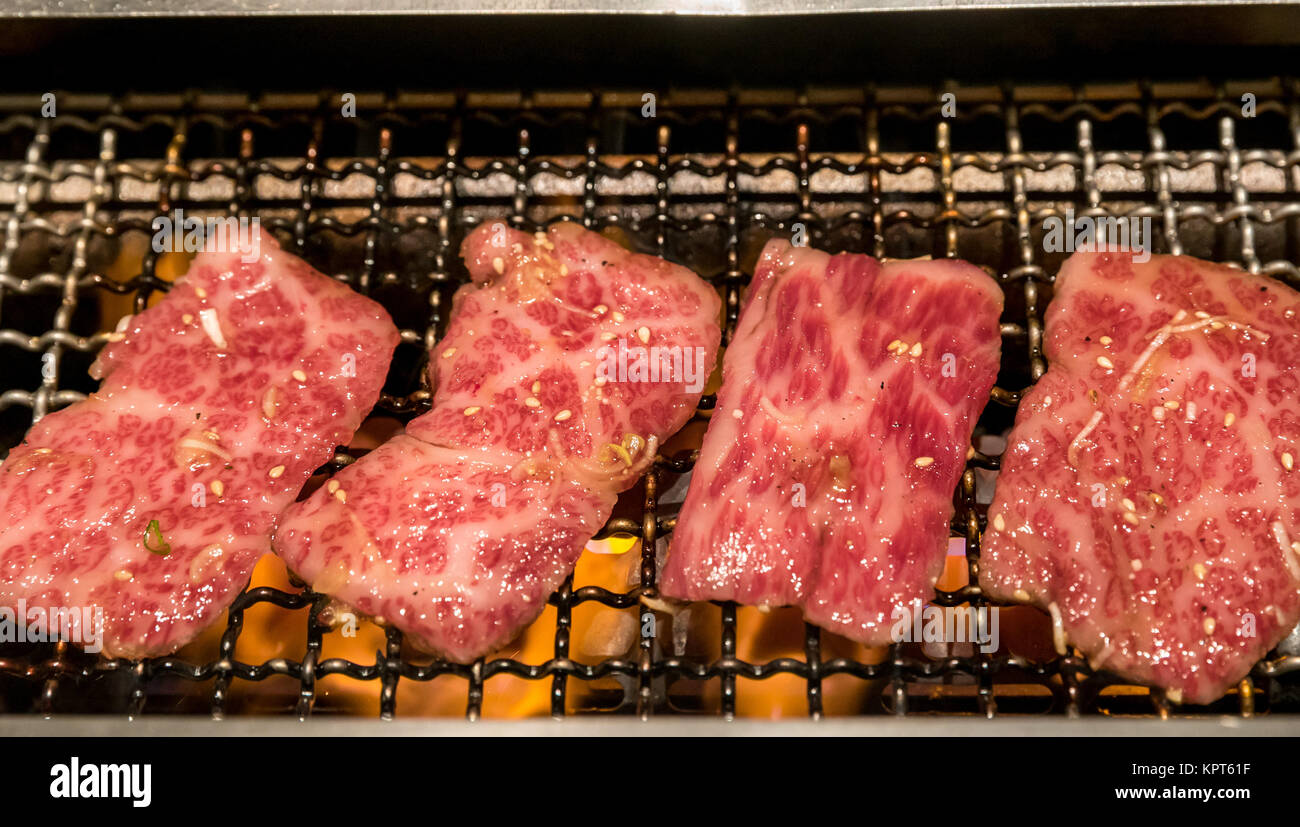 grilled wagyu beef Japanese meat BBQ yakiniku Stock Photo Alamy