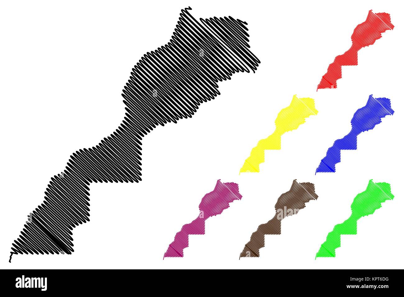 Morocco and Western Sahara map vector illustration, scribble sketch ...