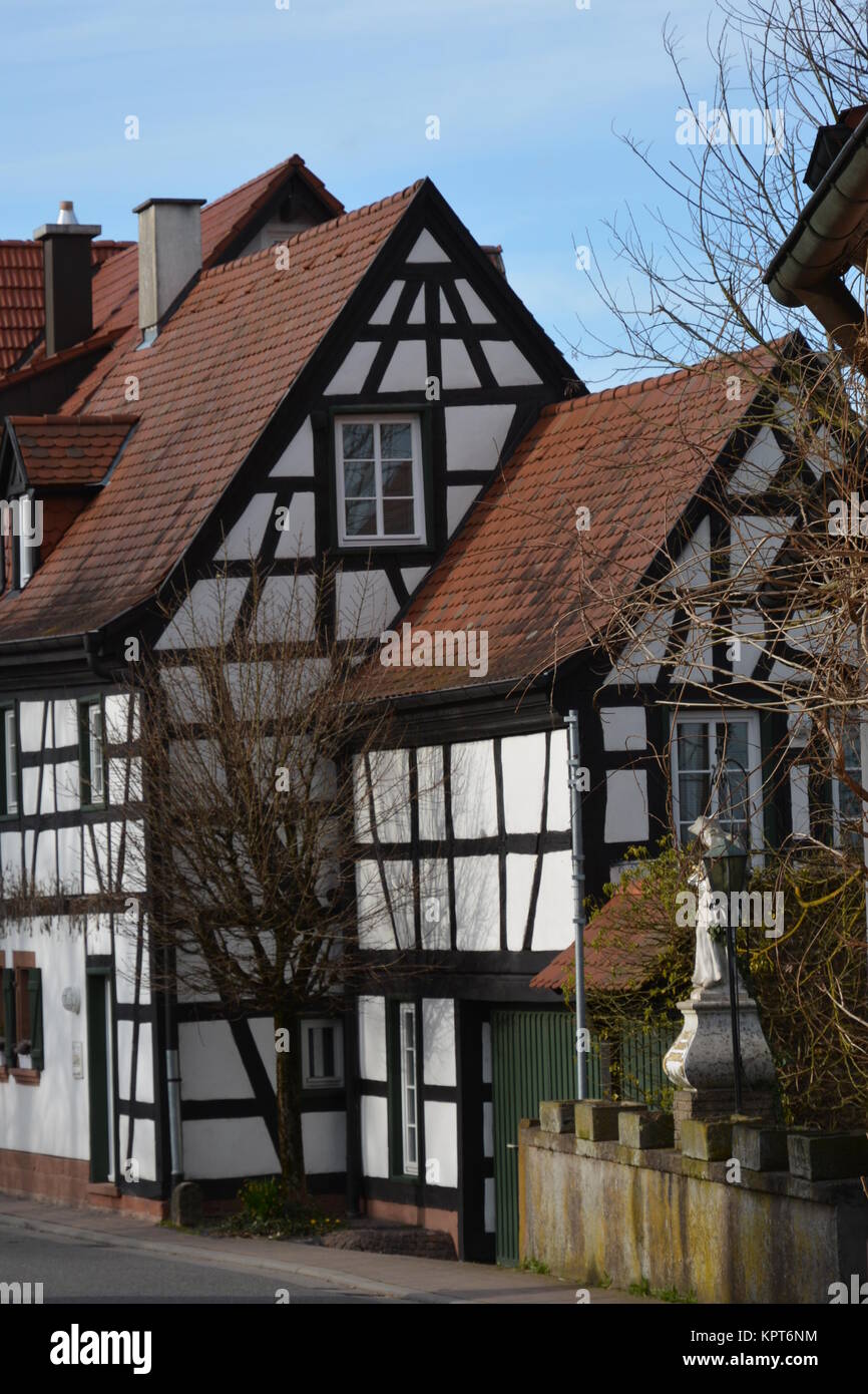 reorganized half-timbered house in the ludwig street in jockgrim Stock Photo