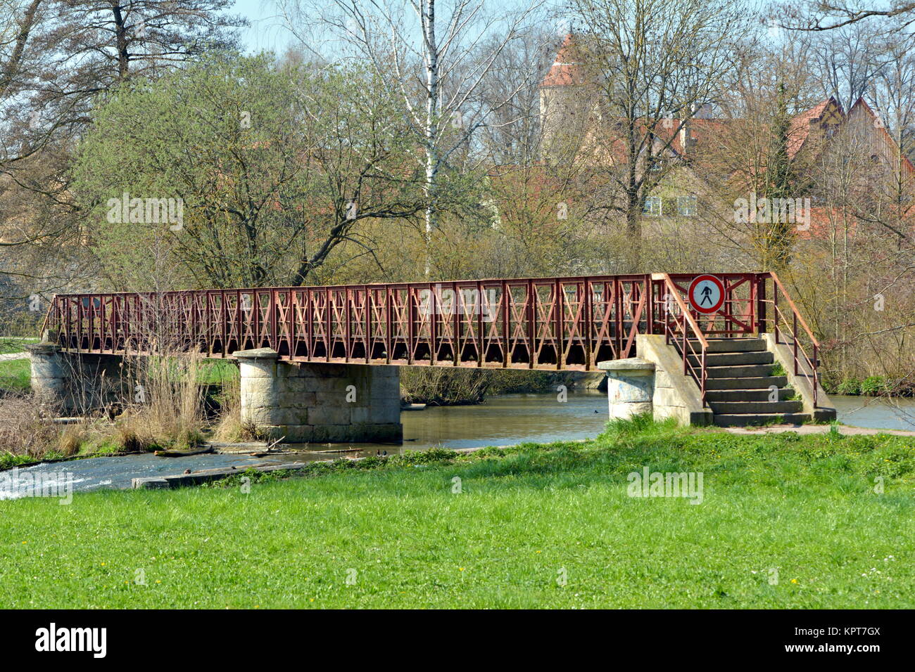 Iron bridge over the WÃ¶rnitz Stock Photo Alamy