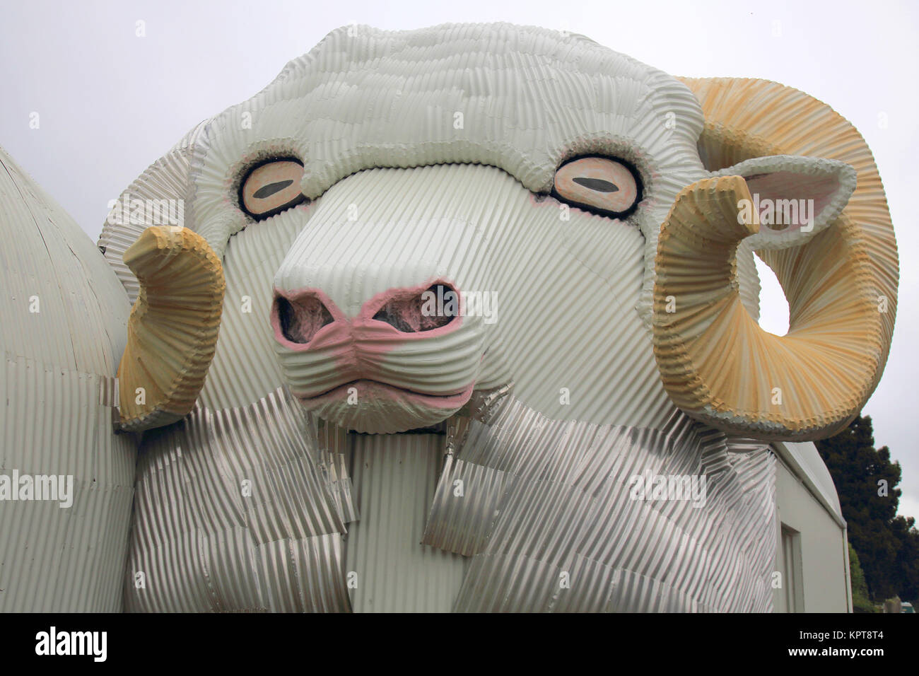 corrugated iron sculptures and art work at tirau new zealand Stock