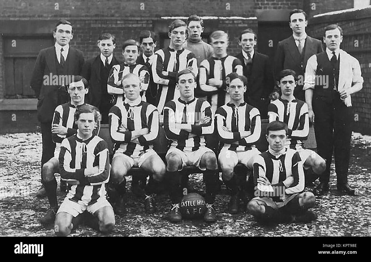 Bolton, Lancashire, UK -  Castle Hill amateur Football Club team  circa 1910 -   - English soccer Stock Photo