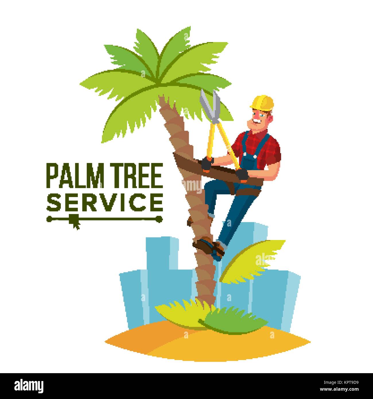 Palm Tree Trimming Vector. Trimming Tree Or Removal To Tree Pruning. Cartoon  Character Illustration Stock Vector Image & Art - Alamy