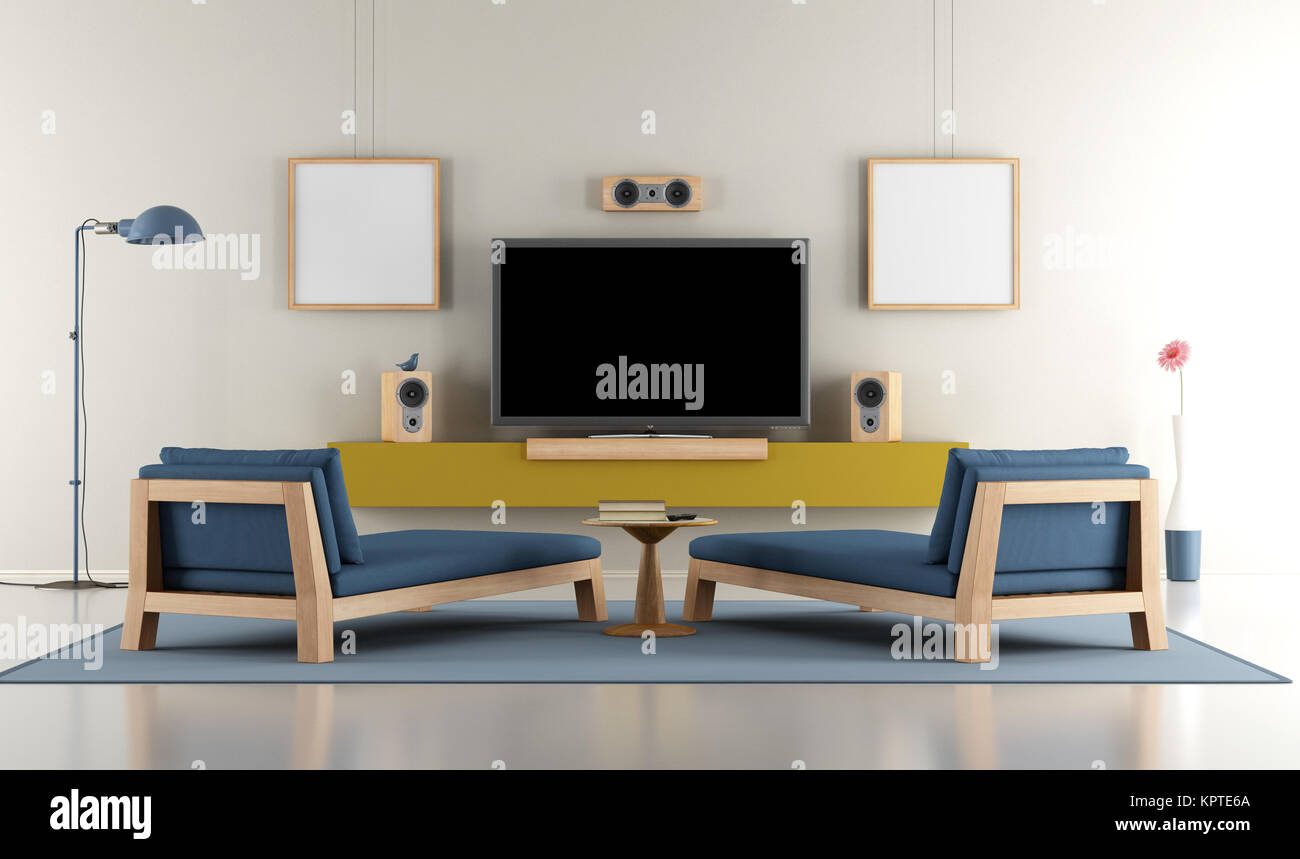 Living room with TV Stock Photo - Alamy