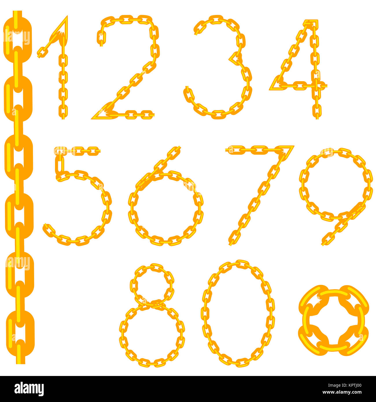 Gold Chain Number Collection Isolated Stock Photo Alamy