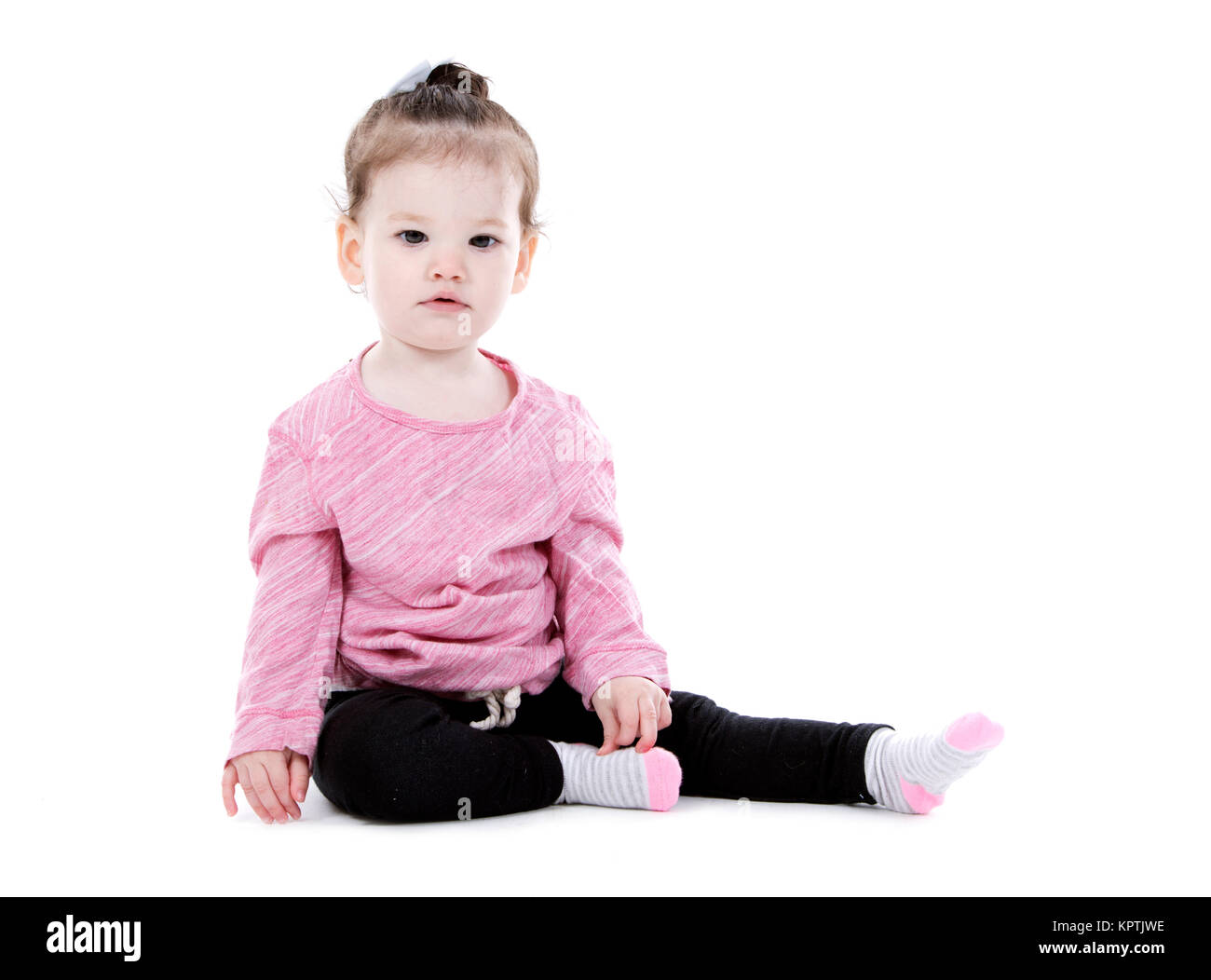 toddler girl on white background Stock Photo