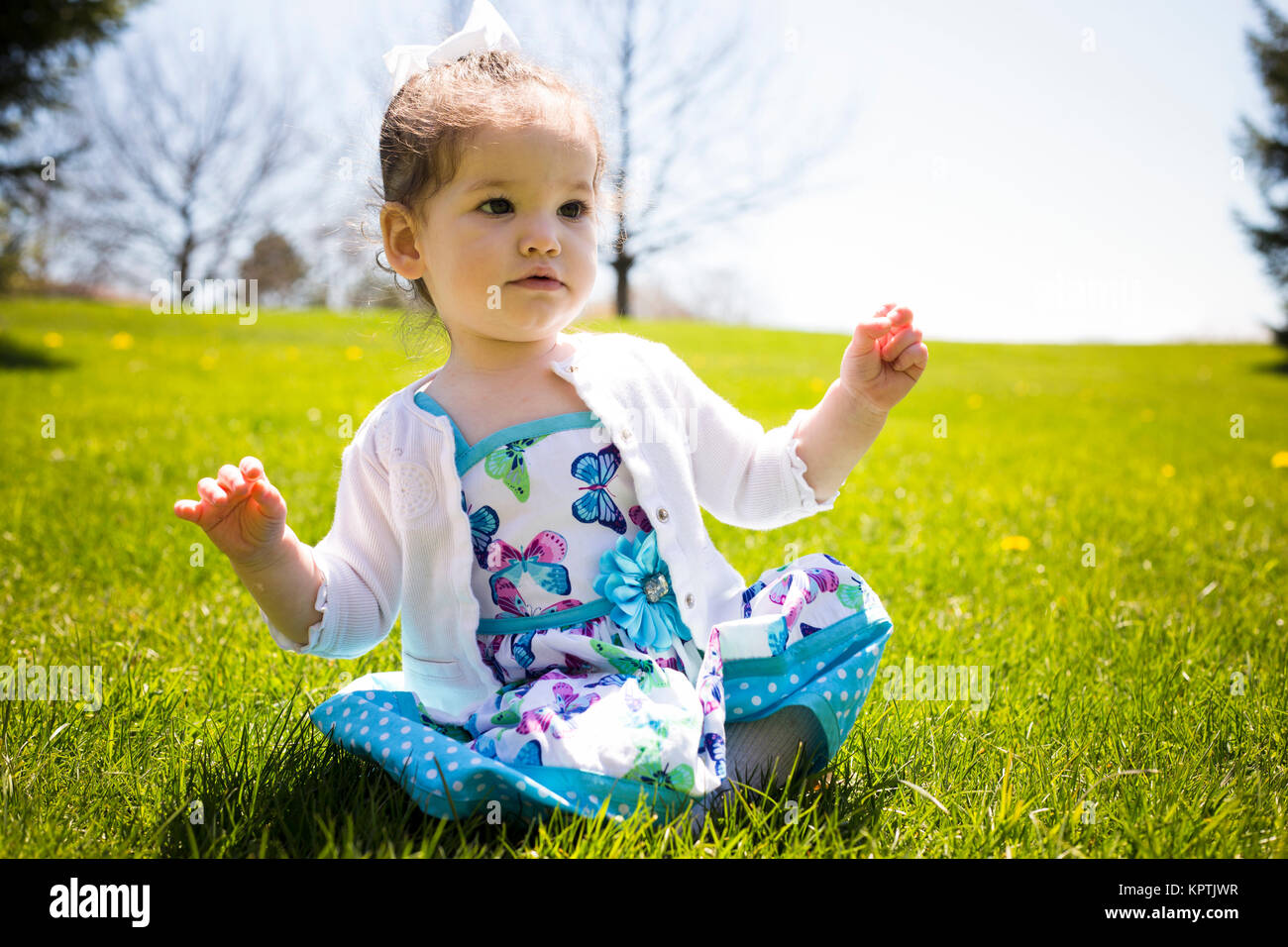 toddler girl outdoors Stock Photo