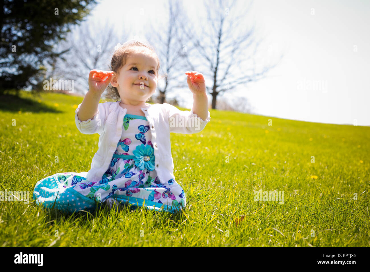 toddler girl outdoors Stock Photo