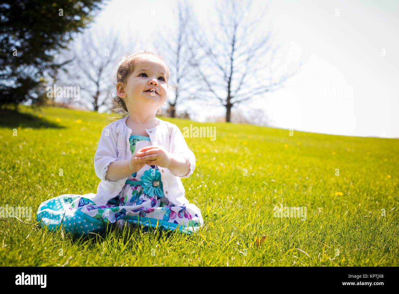 toddler girl outdoors Stock Photo