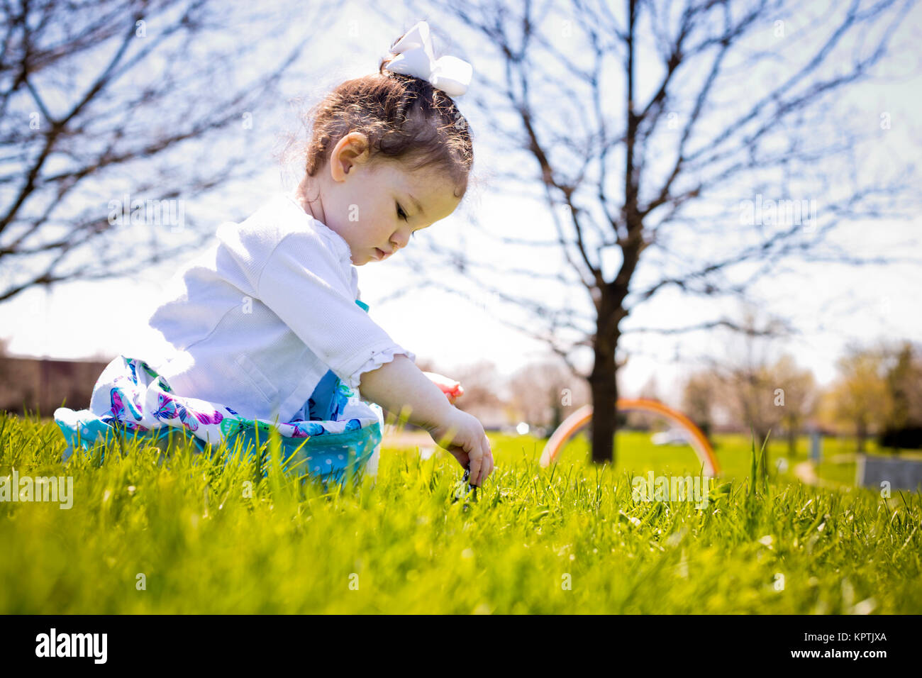 toddler girl outdoors Stock Photo