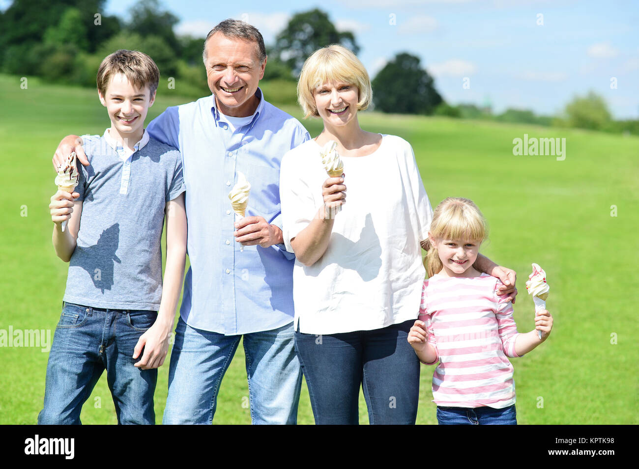Family eating ice cream Stock Photo