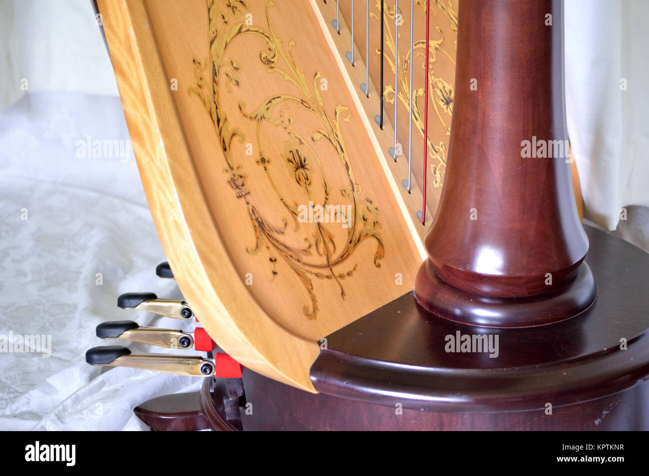 Pedals of a pedal harp Stock Photo Alamy
