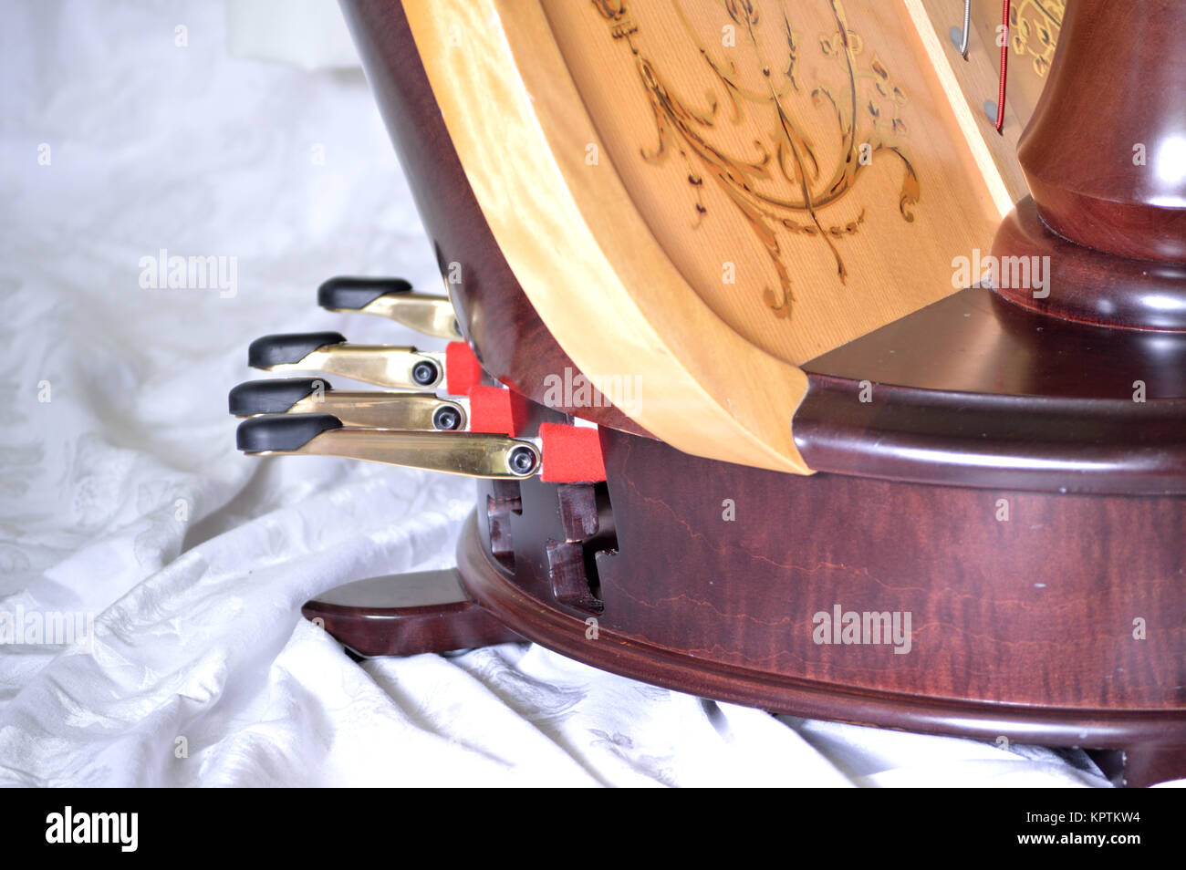 Pedals of a pedal harp Stock Photo Alamy
