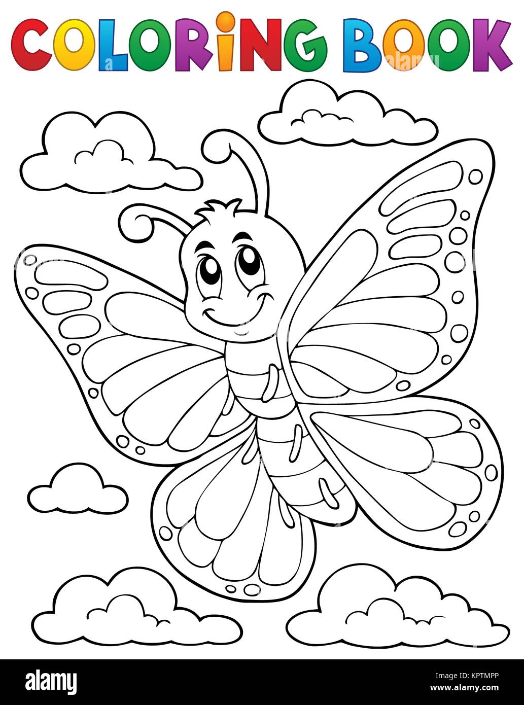 Coloring book happy butterfly topic 1 Stock Photo - Alamy
