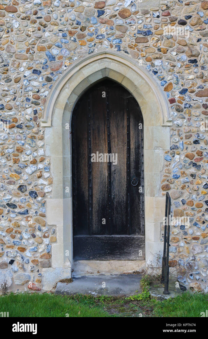 Door into Little Abington church, Cambridgeshire, UK Stock Photo