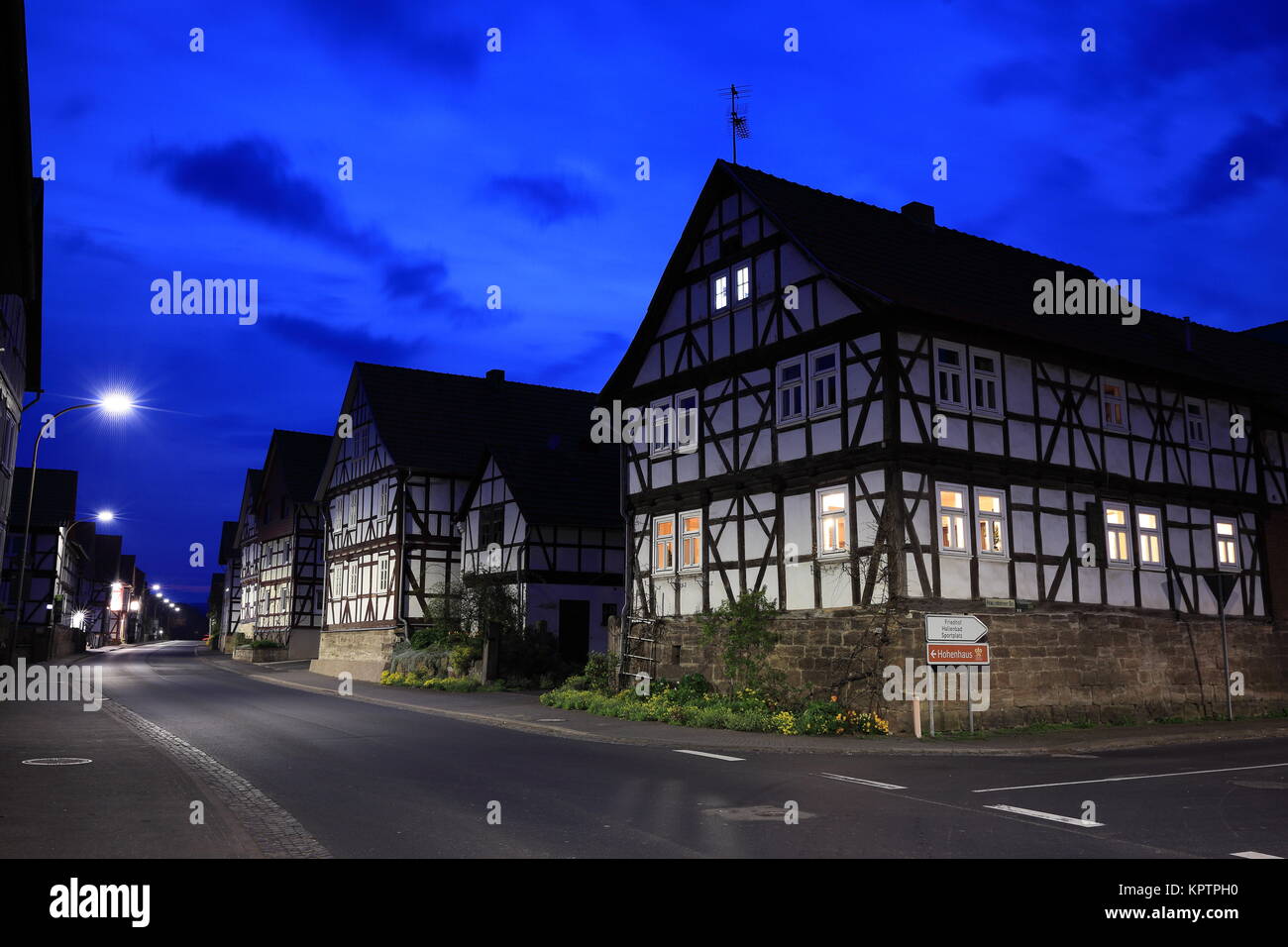 Historic half-timbered houses in Hesse Stock Photo